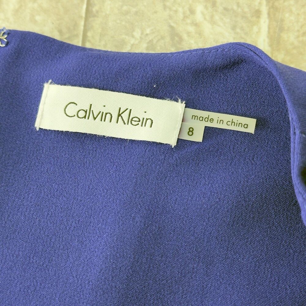 Calvin Klein Blue Dress Full Skirt Fit & Flare Party Sz 8 NWT - Picture 11 of 17